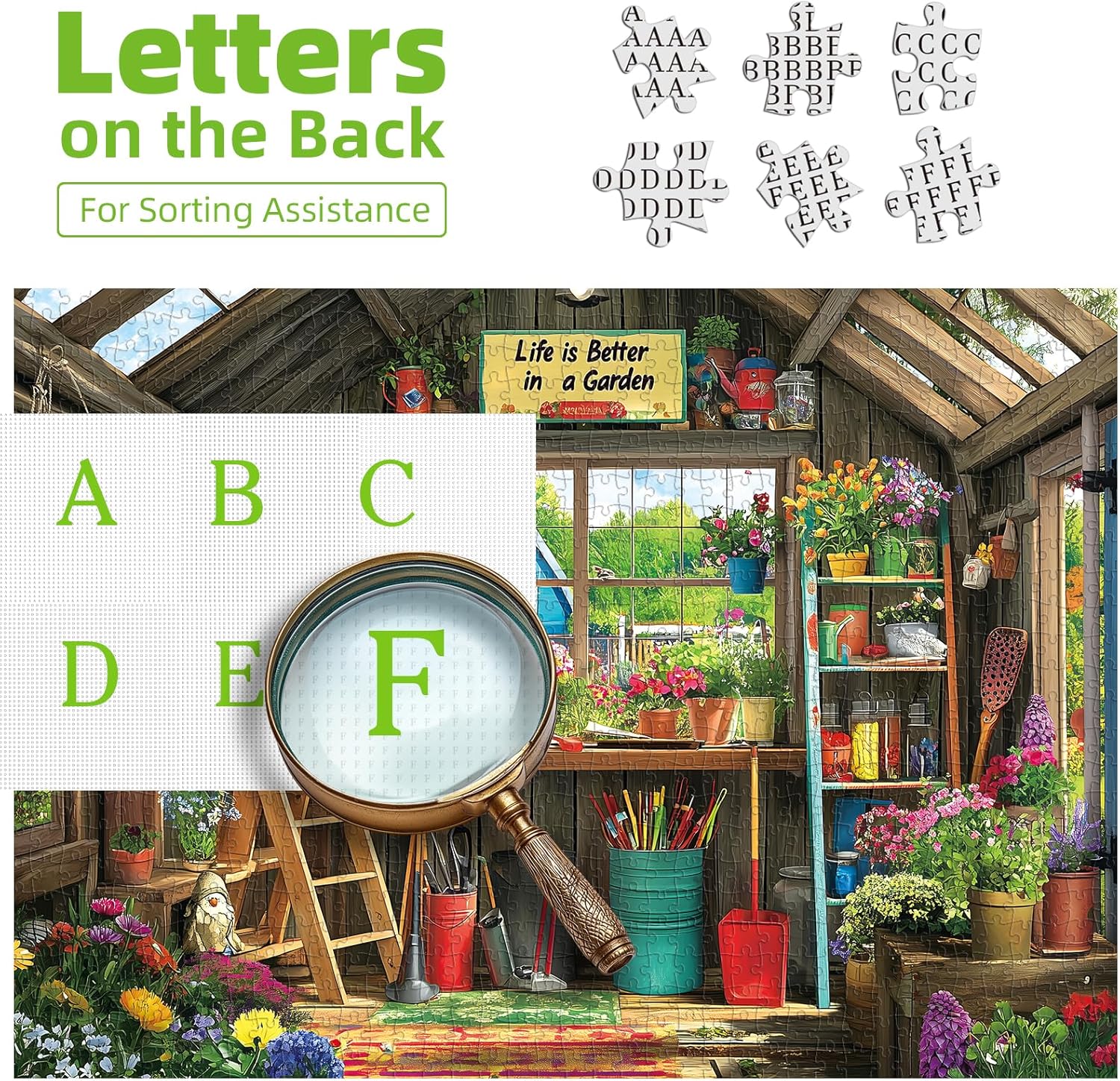 Thumbnail 2 de PuzzOne 1000-Piece Adult Jigsaw Puzzle: Charming Potting Shed Garden Shed Scene