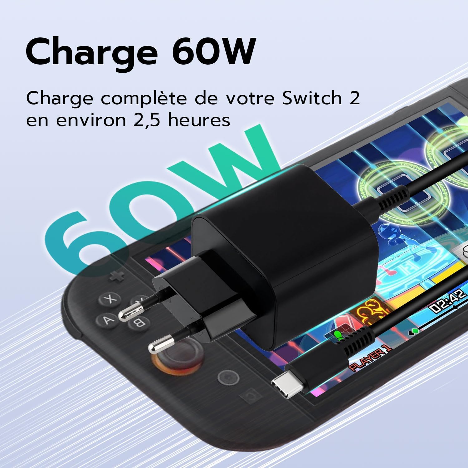 Thumbnail 2 de Mcbazel adaptateur secteur 60W USB-C pour Switch / Switch OLED / Switch Lite, Steam Deck et manettes Pro