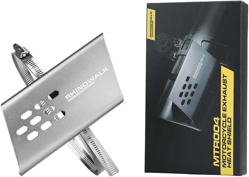 Thumbnail 1 de Rhinowalk universal motorcycle exhaust heat shield (heat cover) in silver