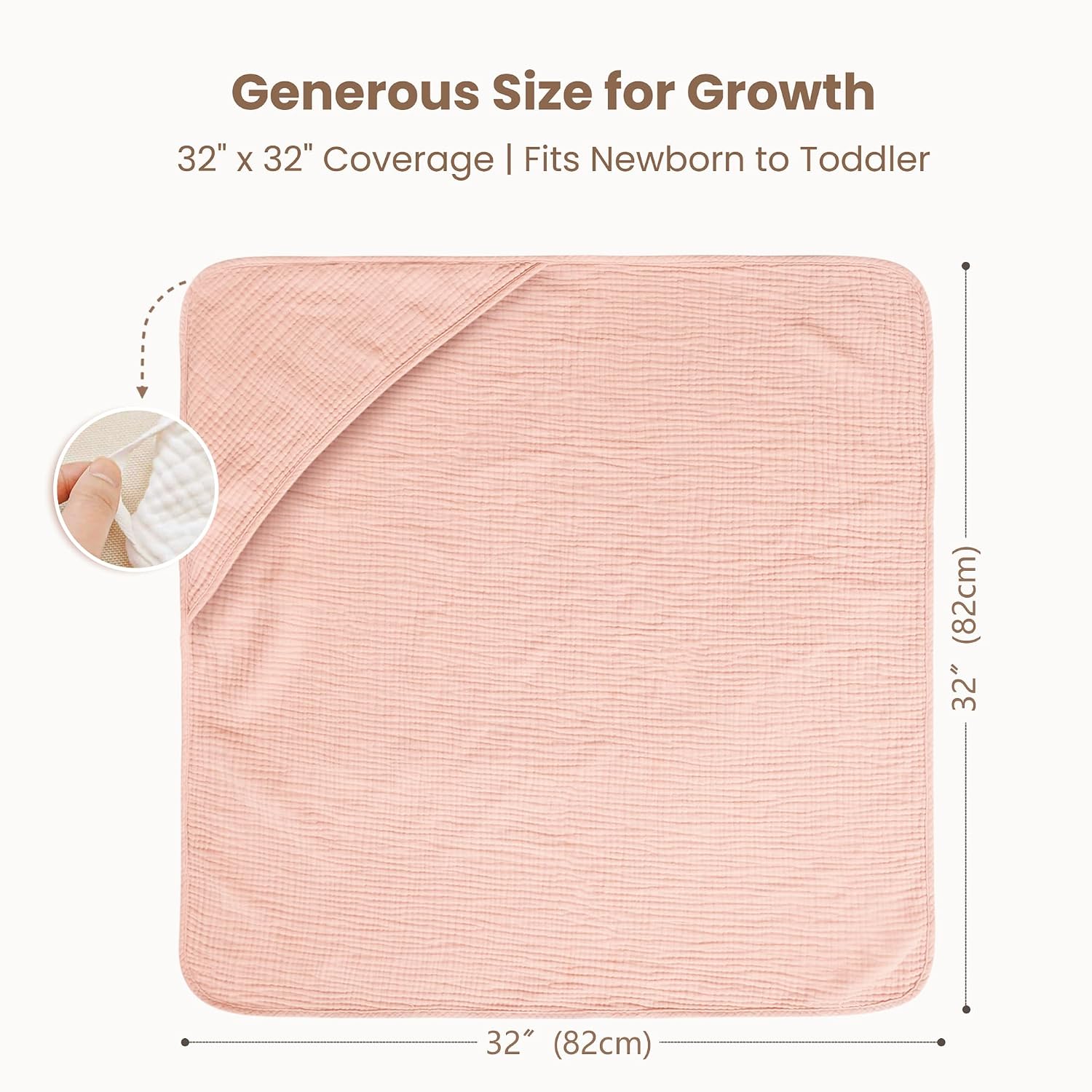 Detalle 2 de Konssy Hooded Baby Bath Towels 32 x 32 In