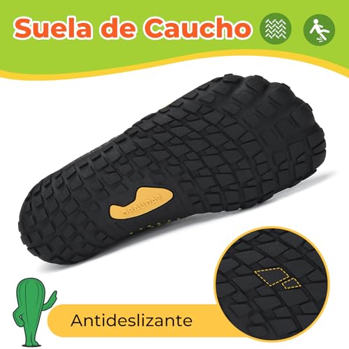 Detalle de SAGUARO Niños Barefoot: Zapatillas Niña Minimalistas Transpirables, Negro, Talla 26