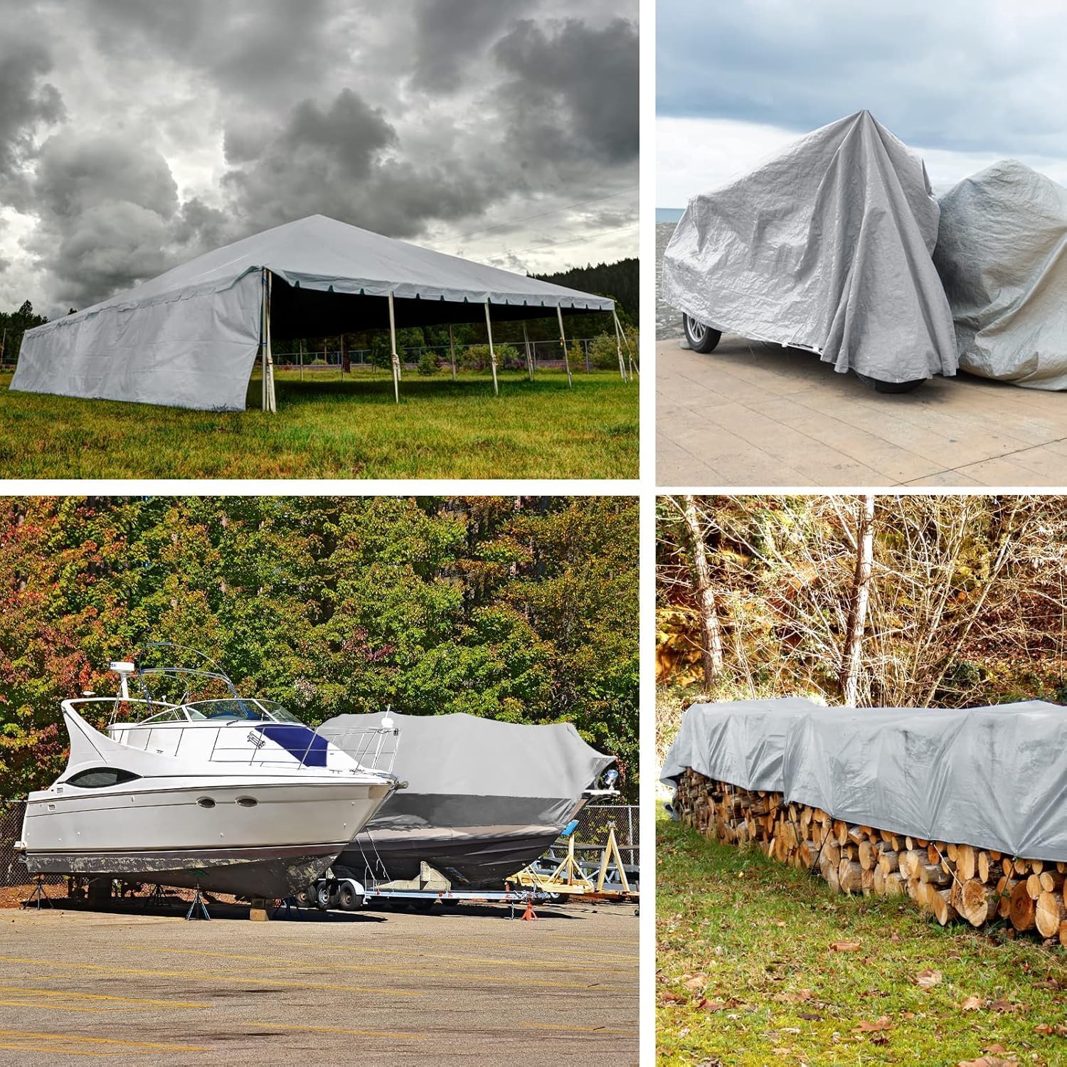 Thumbnail 5 de Abio Abdeckplane 4x4 m grau, 110 g/m² – wasserdichte Tarp mit Ösen
