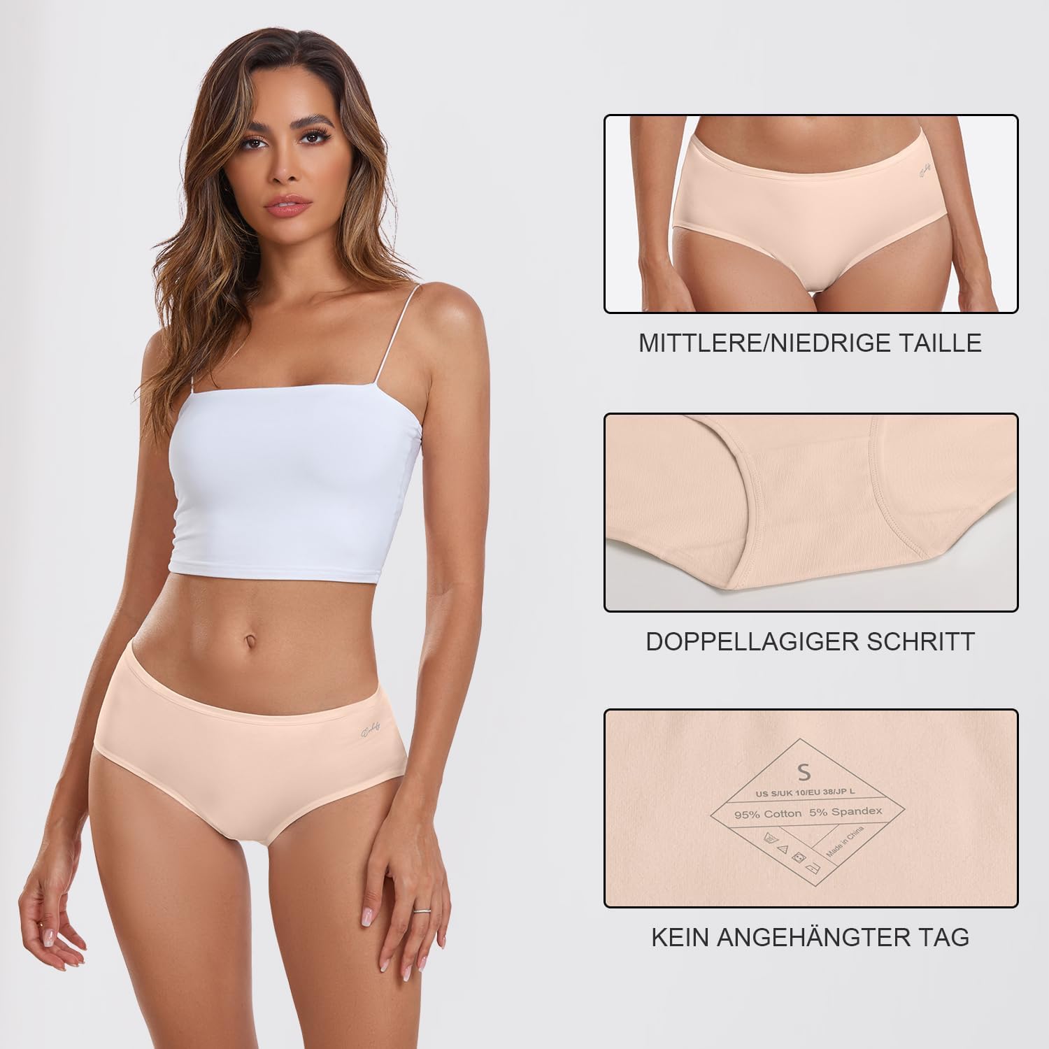Thumbnail 3 de coskefy Damen-Unterhosen im 6er Pack: Slips aus Baumwolle (95% Baumwolle, mit Elasthan)