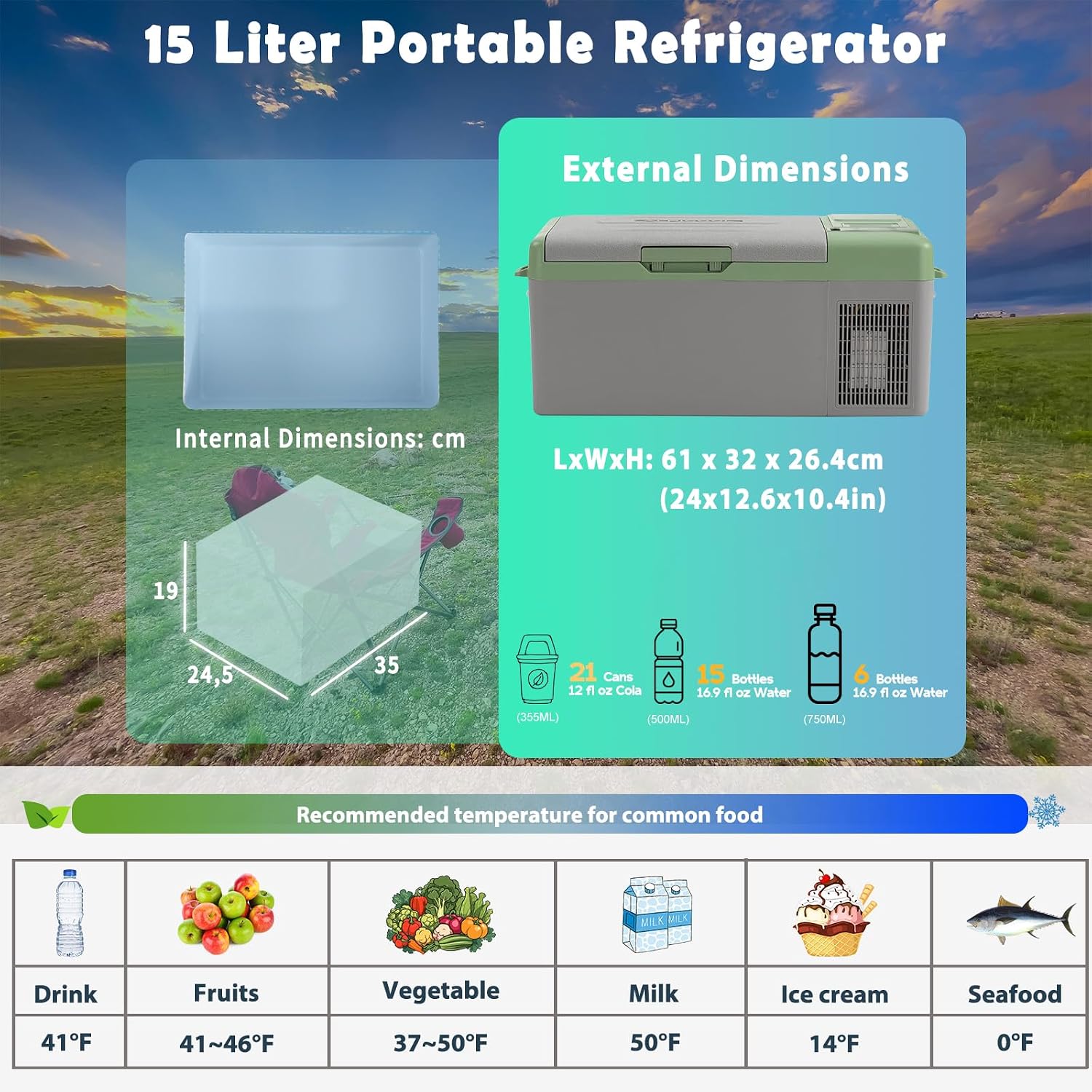 Thumbnail 3 de Alpicool Y15E 15L Compressor Car Fridge Freezer