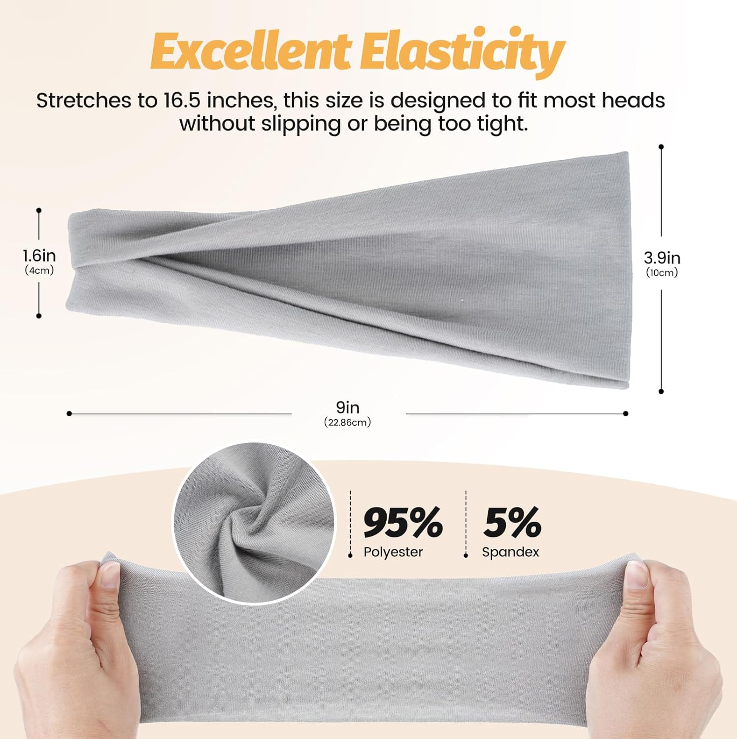 Detalle de Women’s Wide Elastic Headbands (6-Pack) — Sweat-Wicking Non-Slip Bands for Workouts, Yoga & Daily Wear
