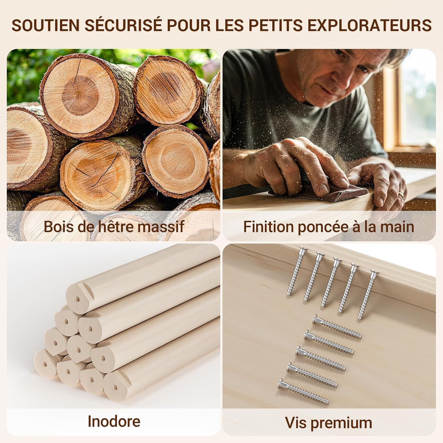 Thumbnail 5 de COSYLAND Triangle d’Escalade Montessori 8-en-1 en Bois – Jeu d’éveil évolutif pour enfants 1–6 ans (Naturel)