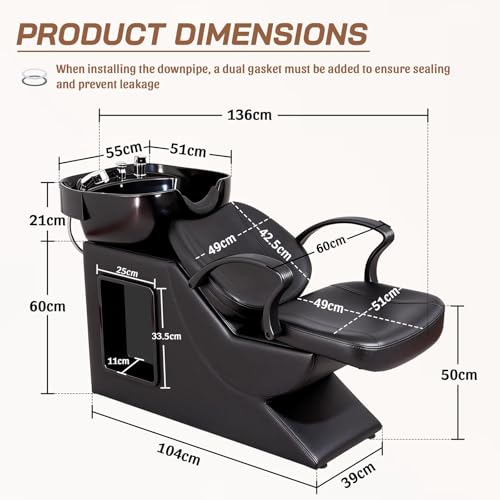 Detalle de WestWood Salon Shampoo Chair with ABS Basin, Reclining Backrest and Mixer