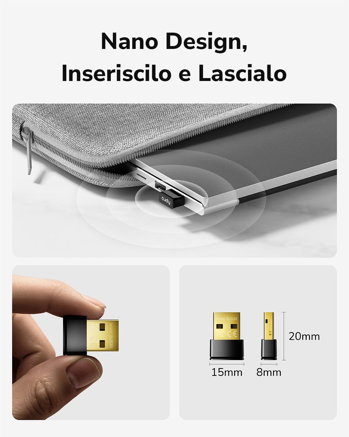 Detalle 1 de Cudy Adattatore USB Bluetooth 5.3 per PC