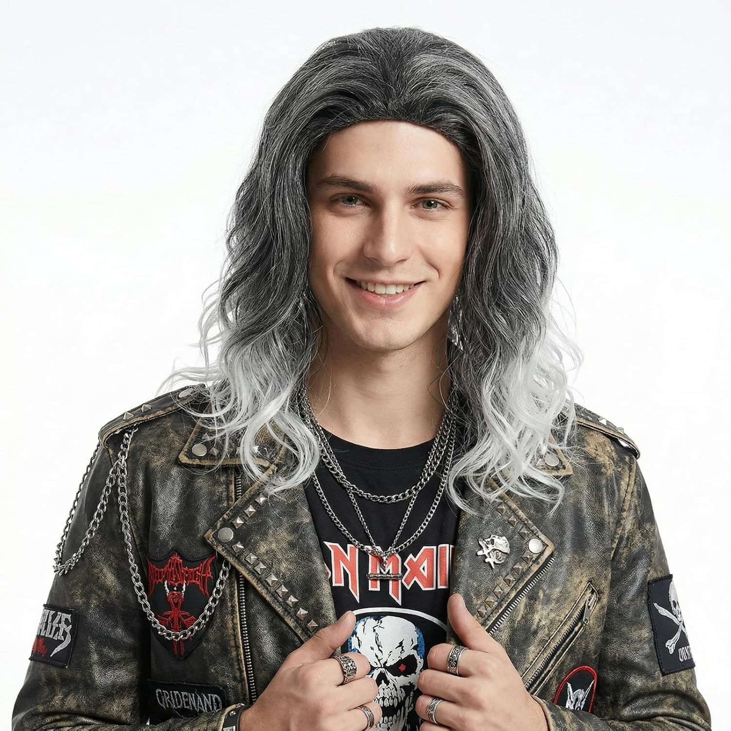 Detalle de STfantasy Men's Synthetic Wig, Ombre Gray