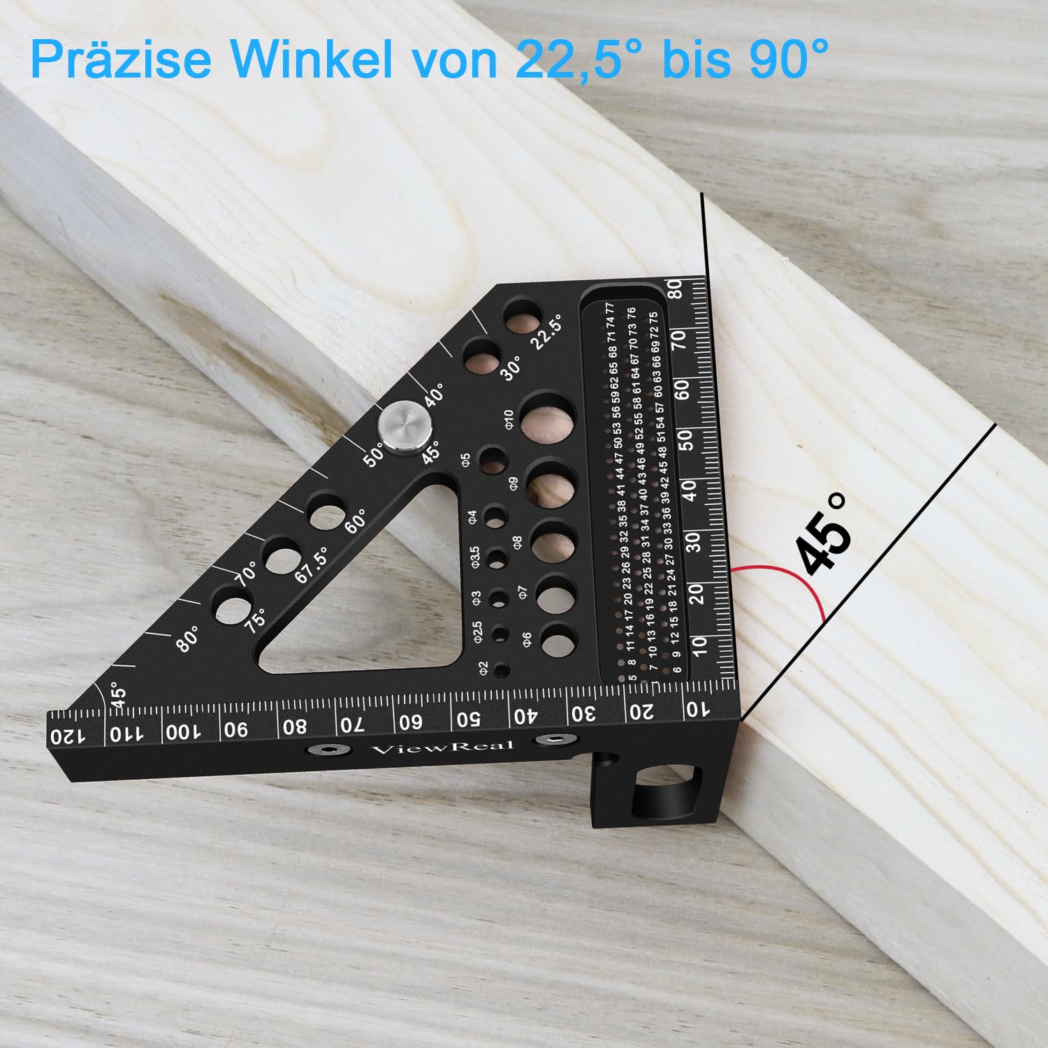 Thumbnail 3 de 3D-Gehrungswinkel Multifunktional 22.5-90° – Hochpräzises Aluminium-Layou t Entwicklungsmesser für Tischler und Ingenieure