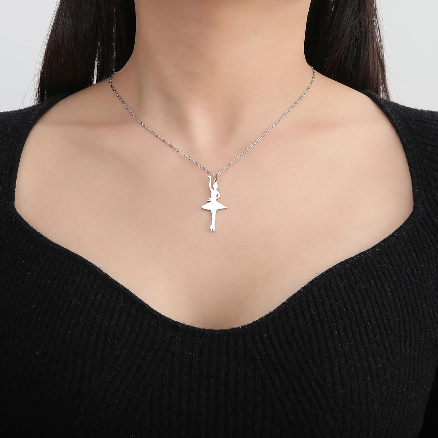 Detalle de VASSAGO Collier ballerine ballet avec cœur, pendentif danse classique (acier inoxydable) pour filles et femmes