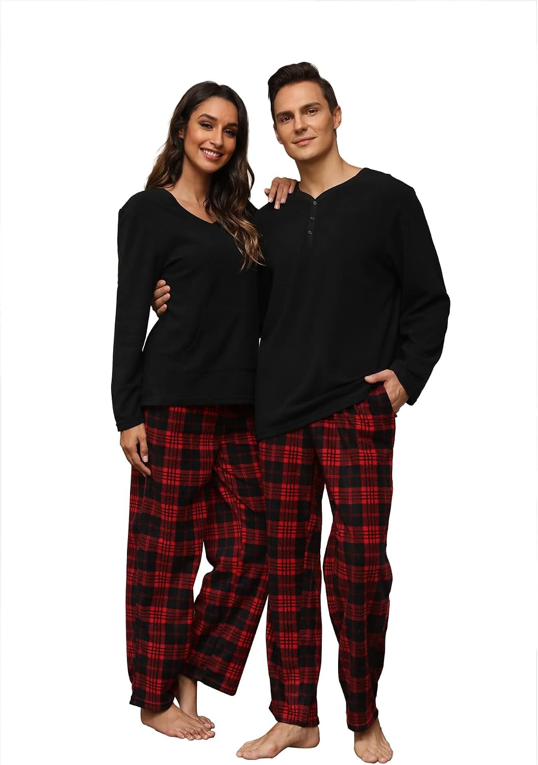 Detalle de U2SKIIN Couple Plaid Pajama Sets for Men and Women, Soft and Warm