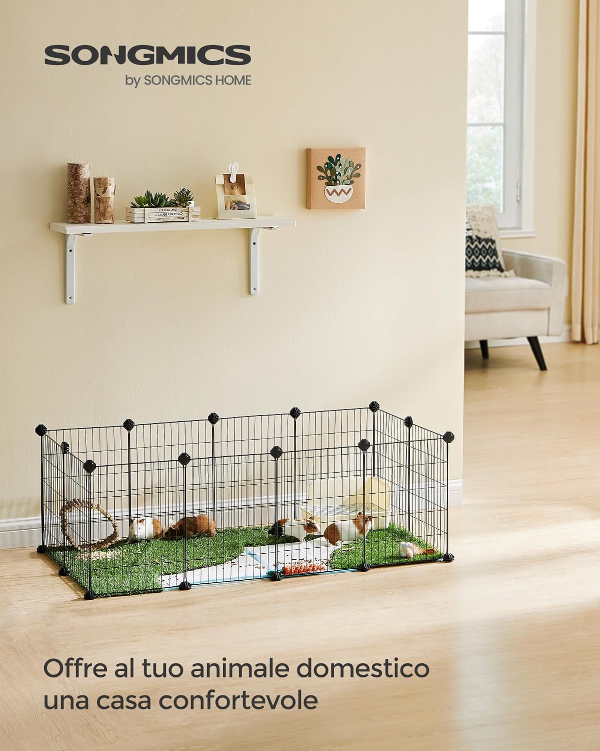 Detalle de SONGMICS Recinto per Animali di Piccola Taglia LPI001B01: Recinzione Personalizzabile per Criceti e Conigli