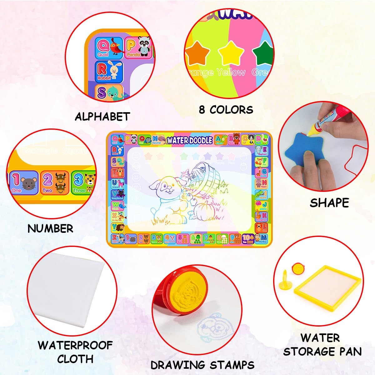 Thumbnail 4 de Water Doodle Magic Mat 100 x 78cm water drawing mat 🎨