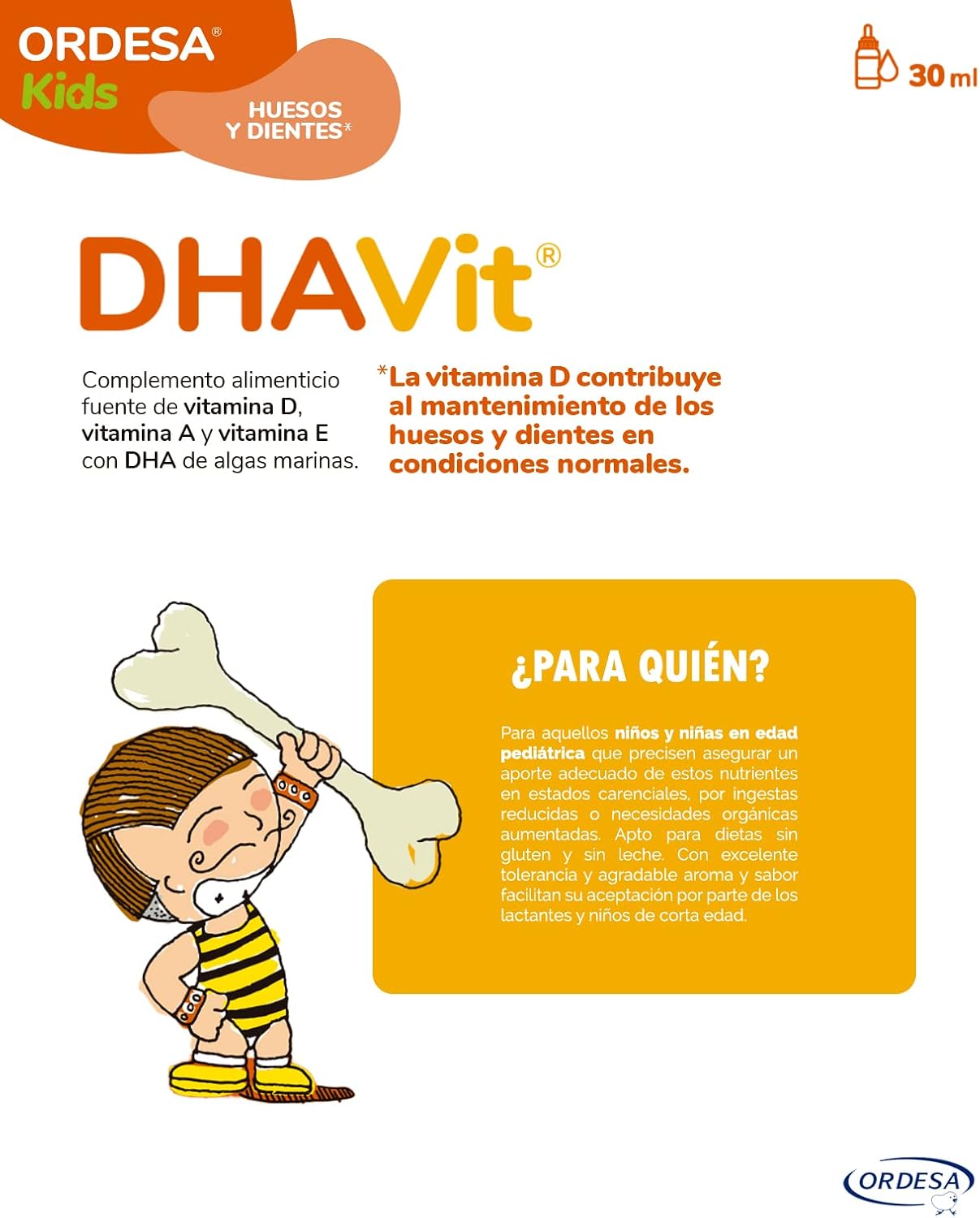 Detalle 2 de Ordesa DHAVit | 30 ml | Vitamina y DHA para Huesos infantiles 🦴