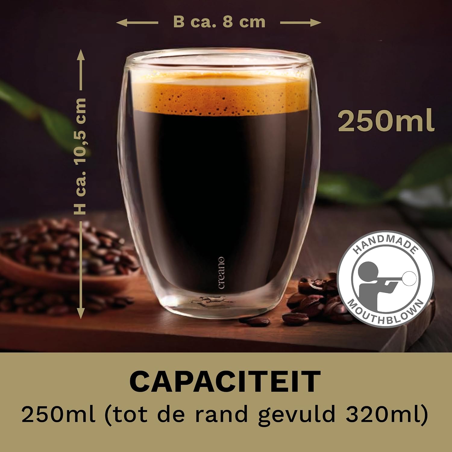Detalle de Creano 20,90 dubbelwandige drinkglazen 250 ml, set van 2 met GastroSeal