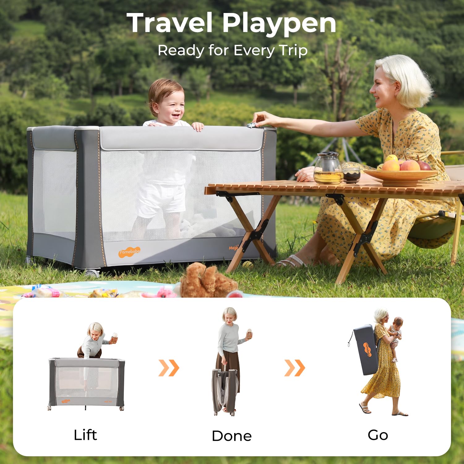 Thumbnail 6 de Pamo Babe Deluxe Pack and Play with Bassinet, Changing Table & One-Step Setup