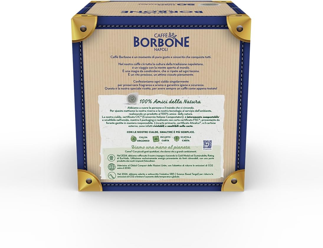 Detalle de Caffè Borbone Dosette Compostable Mélange Décaféiné – 50 dosettes ESE 44 mm