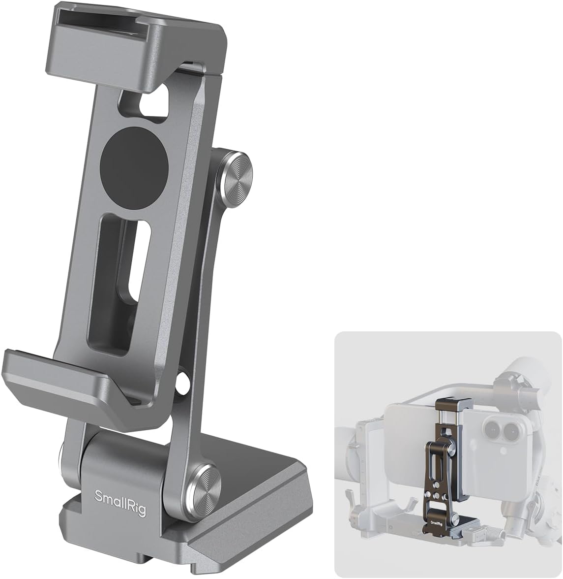 SMALLRIG Metall-Handyhalterung mit Grundplatte für arca-Swiss – kompatibel mit DJI RS 4 Mini & RS 3 Mini