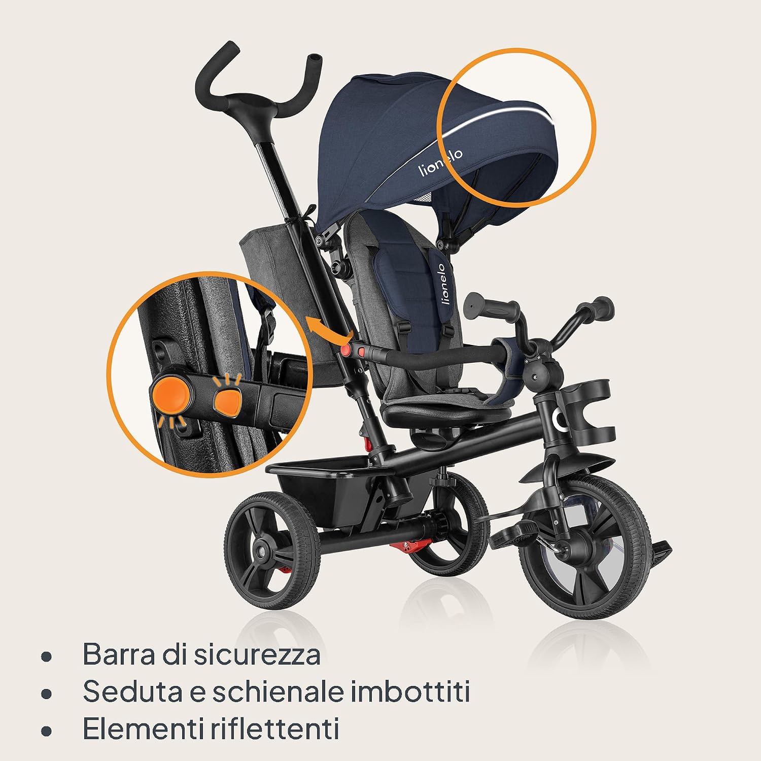 Thumbnail 6 de Lionelo Haari 2 in 1: triciclo/bici per bambini fino a 25 kg, pieghevole, fronte mamma e fronte strada
