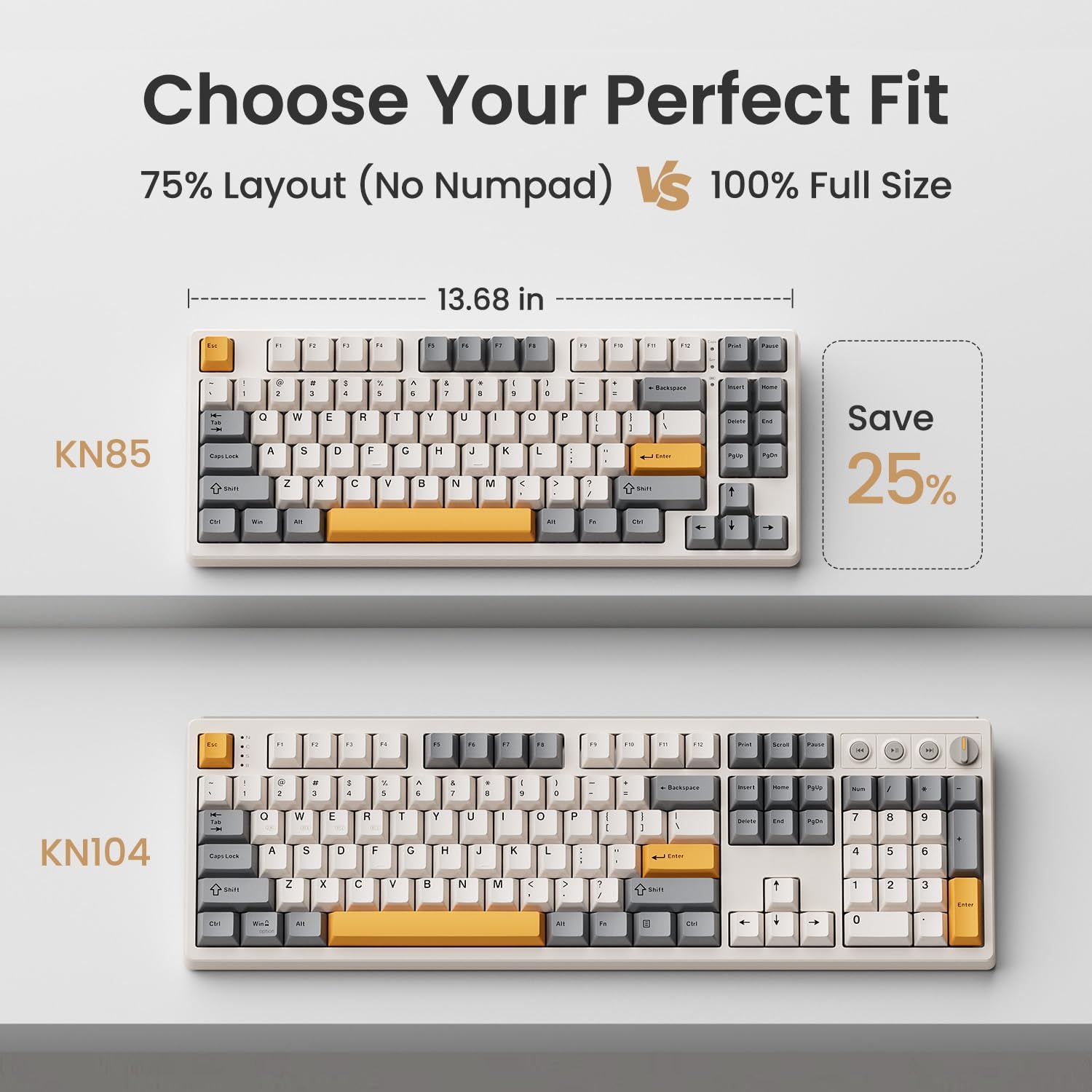 Detalle de Kisnt KN85 4000 mAh compact 75% keyboard ⌨