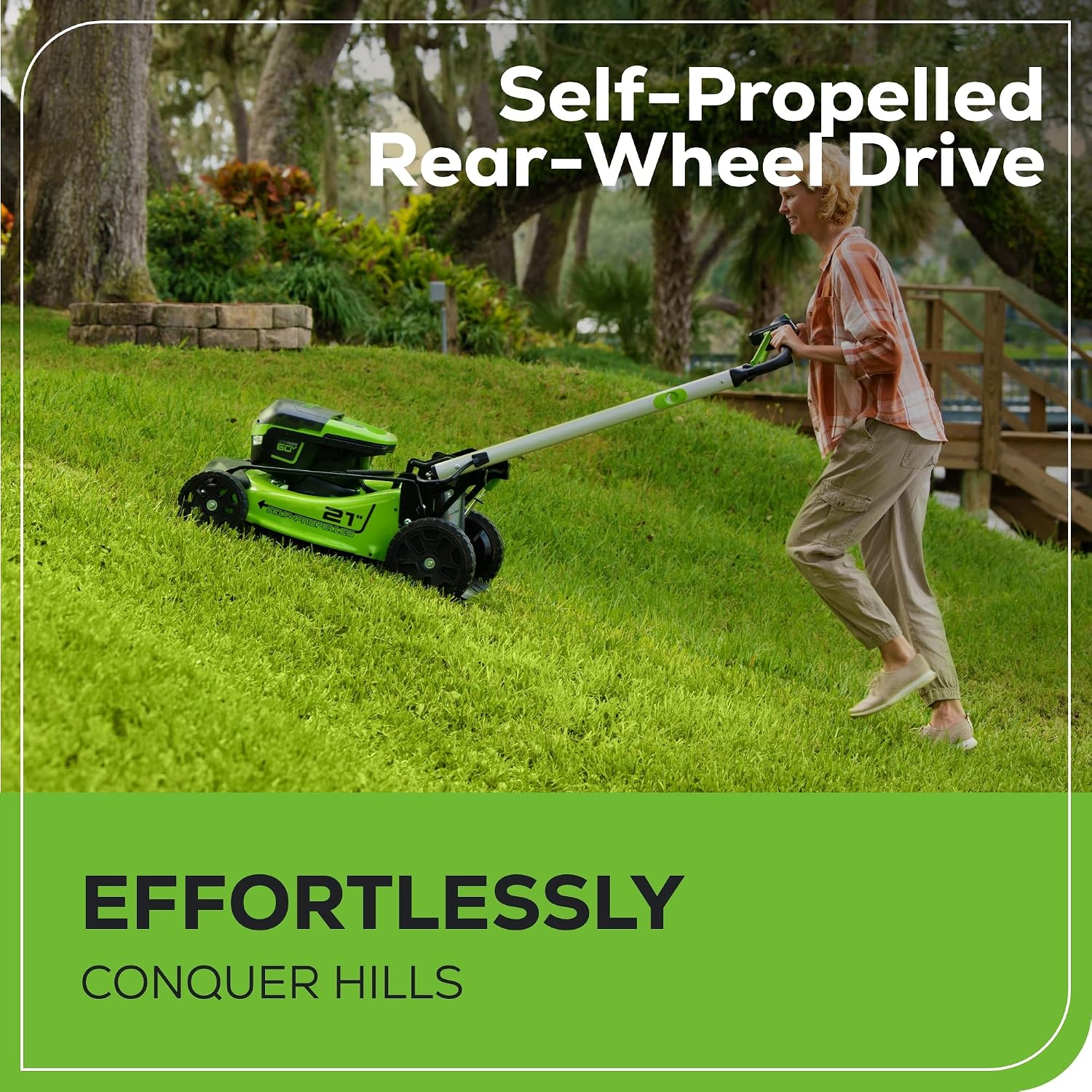 Detalle de Greenworks Self-Propelled Lawn Mower 21in