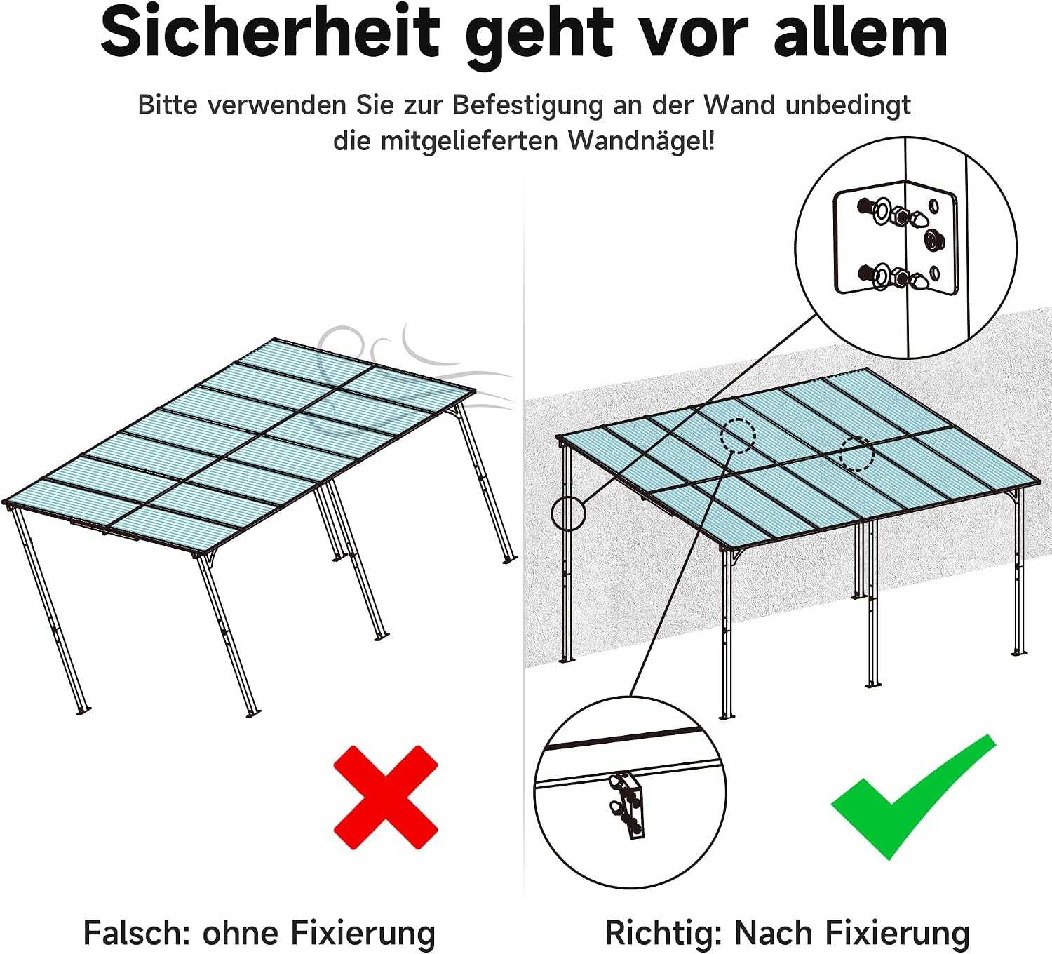 Thumbnail 5 de OC Orange-Casual Terrassenüberdachung 3x4 m Pergola mit Anti-UV PE-Dach (Carport) – Stahlrahmen, 3 Packets