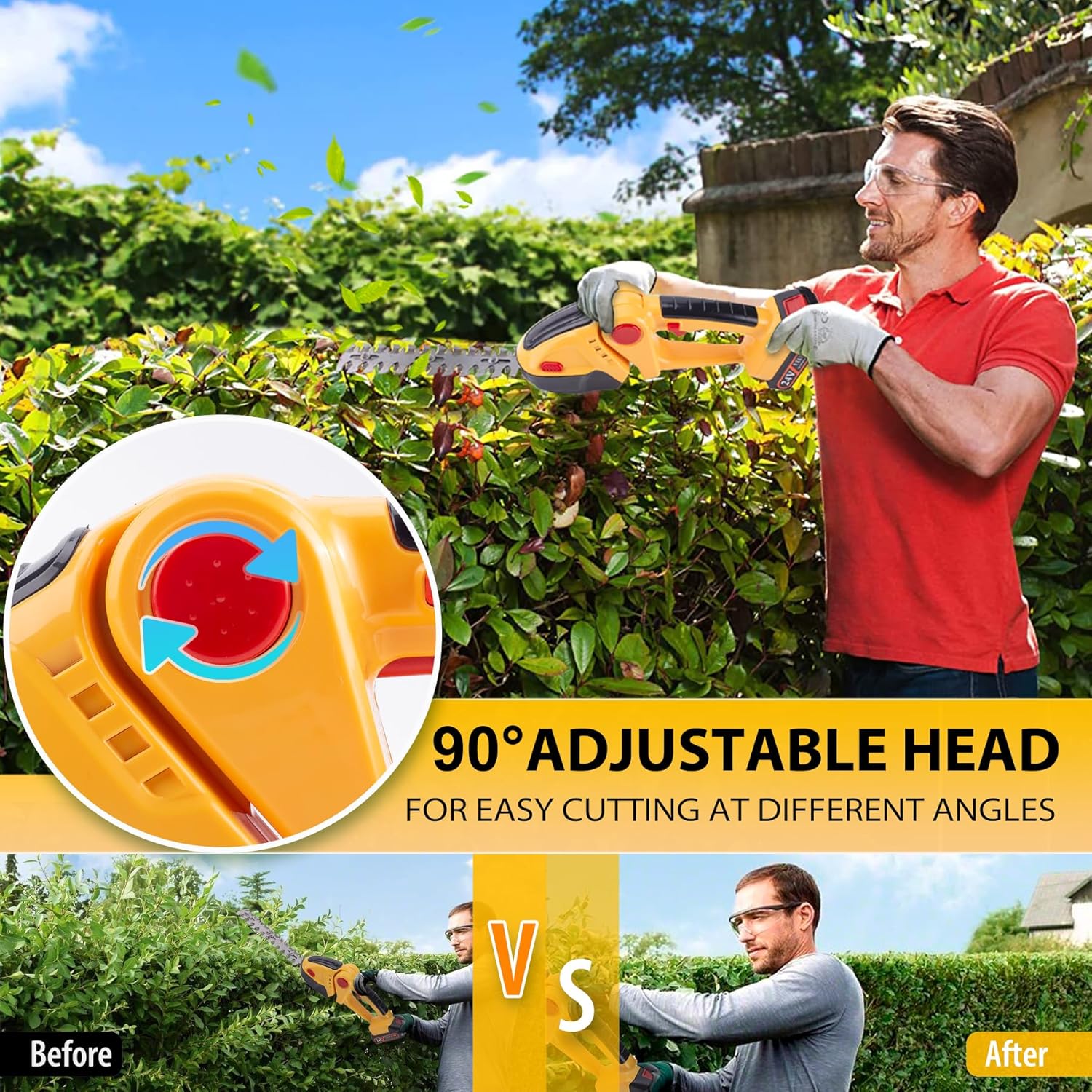 Thumbnail 3 de Cordless Hedge Trimmer 24V: 2-in-1 Grass Shear and Hedge Cutter, Portable Battery-Powered Garden Tool