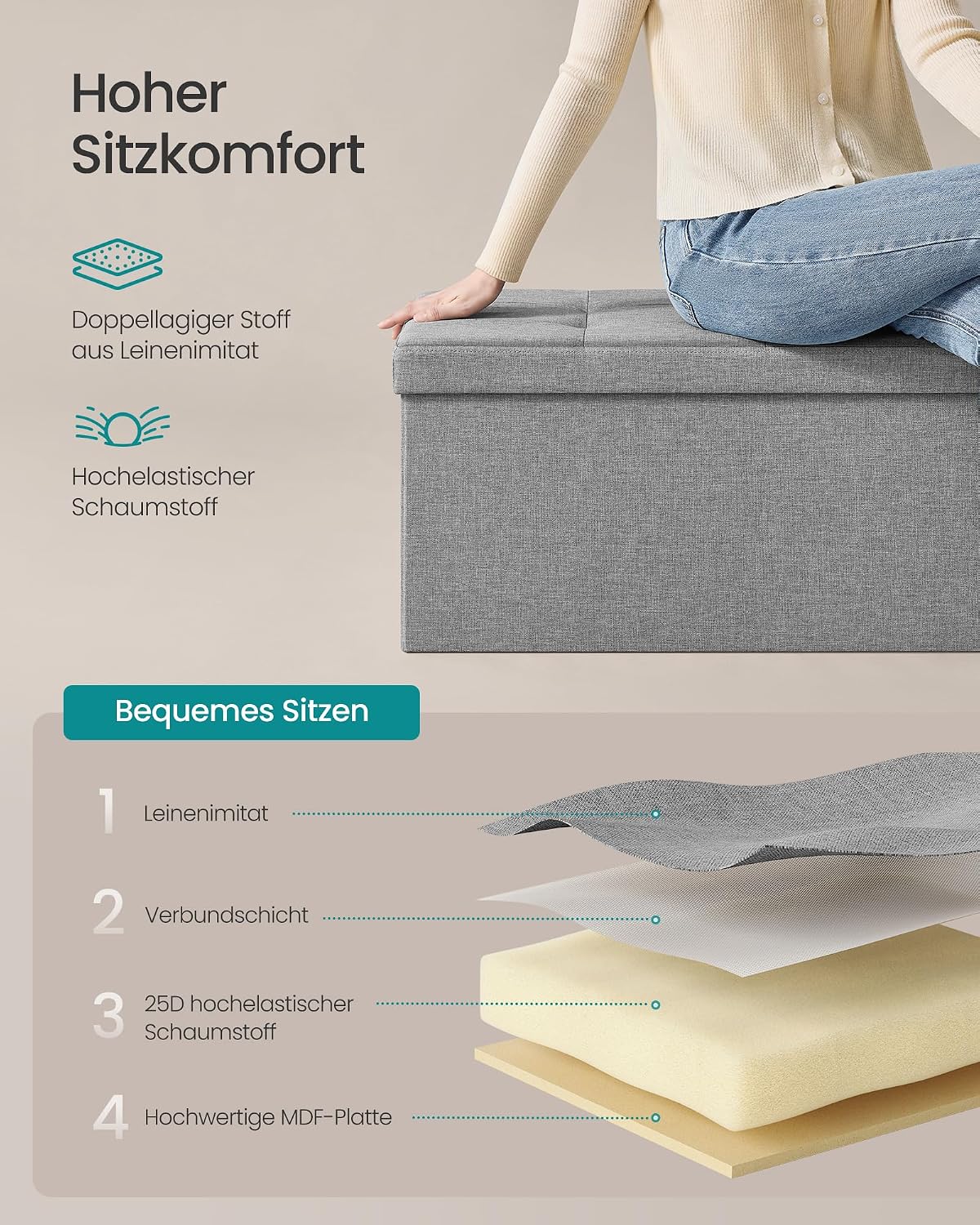 Thumbnail 5 de SONGMICS Sitzhocker mit Stauraum 131 L