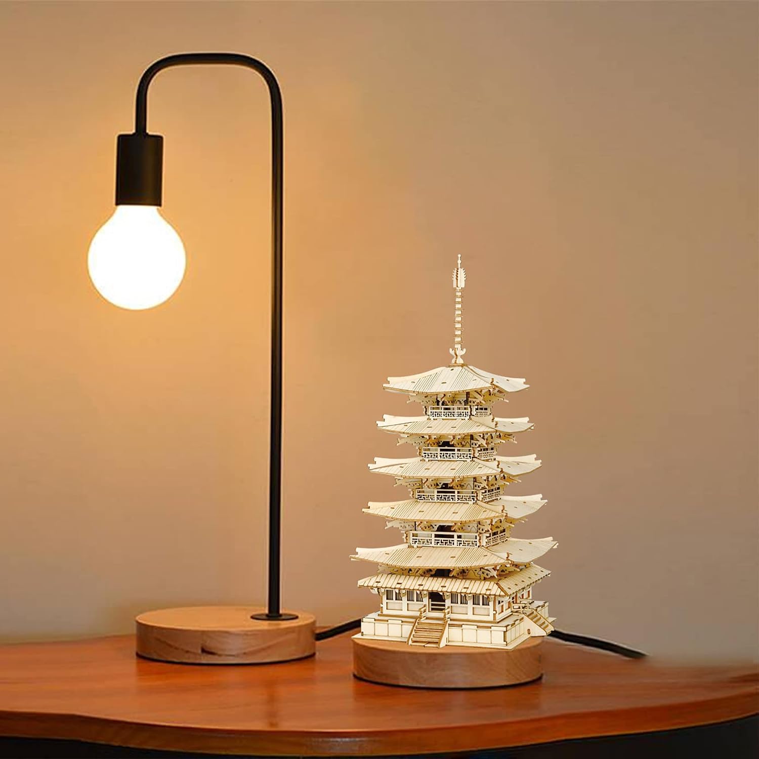 Detalle 1 de Rolife Puzzle 3D Pagoda de 5 Pisos 🏯 Juego de Construcción Decorativo
