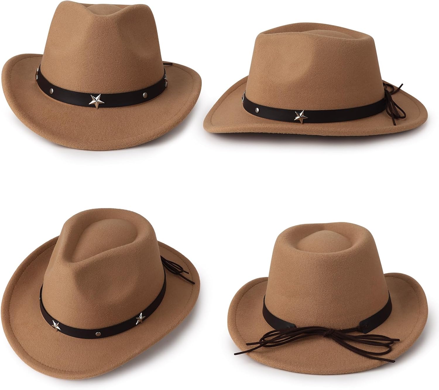Detalle de DRESHOW Cowboyhut für Kinder – Unisex Fedora Westernhut mit Schnalle und Gürtel-Dekor, 4–12 Jahre