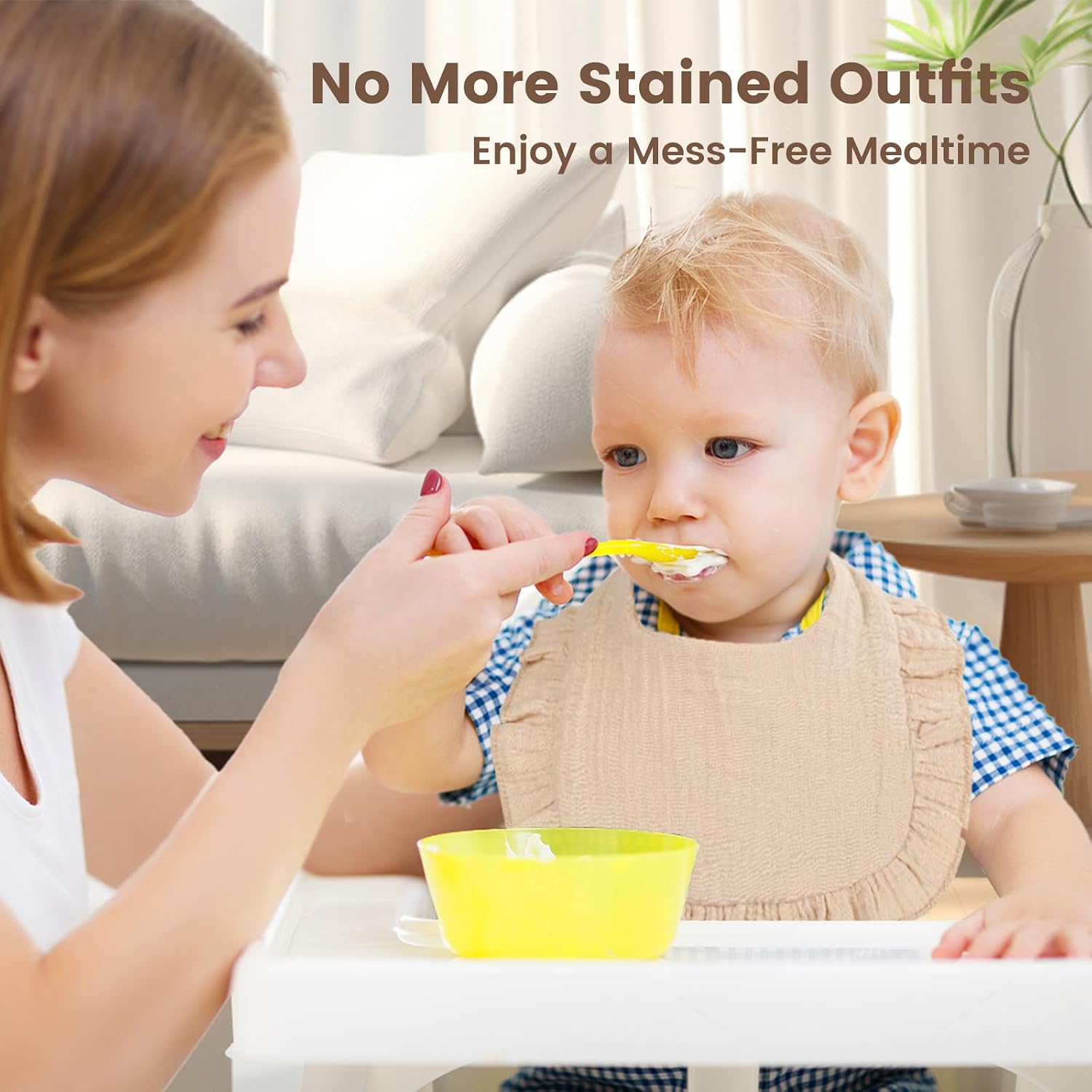 Detalle de Oiomniv Muslin Baby Bibs: 6-Pack 100% Cotton Bandana Drool Bibs for 0–24 Months