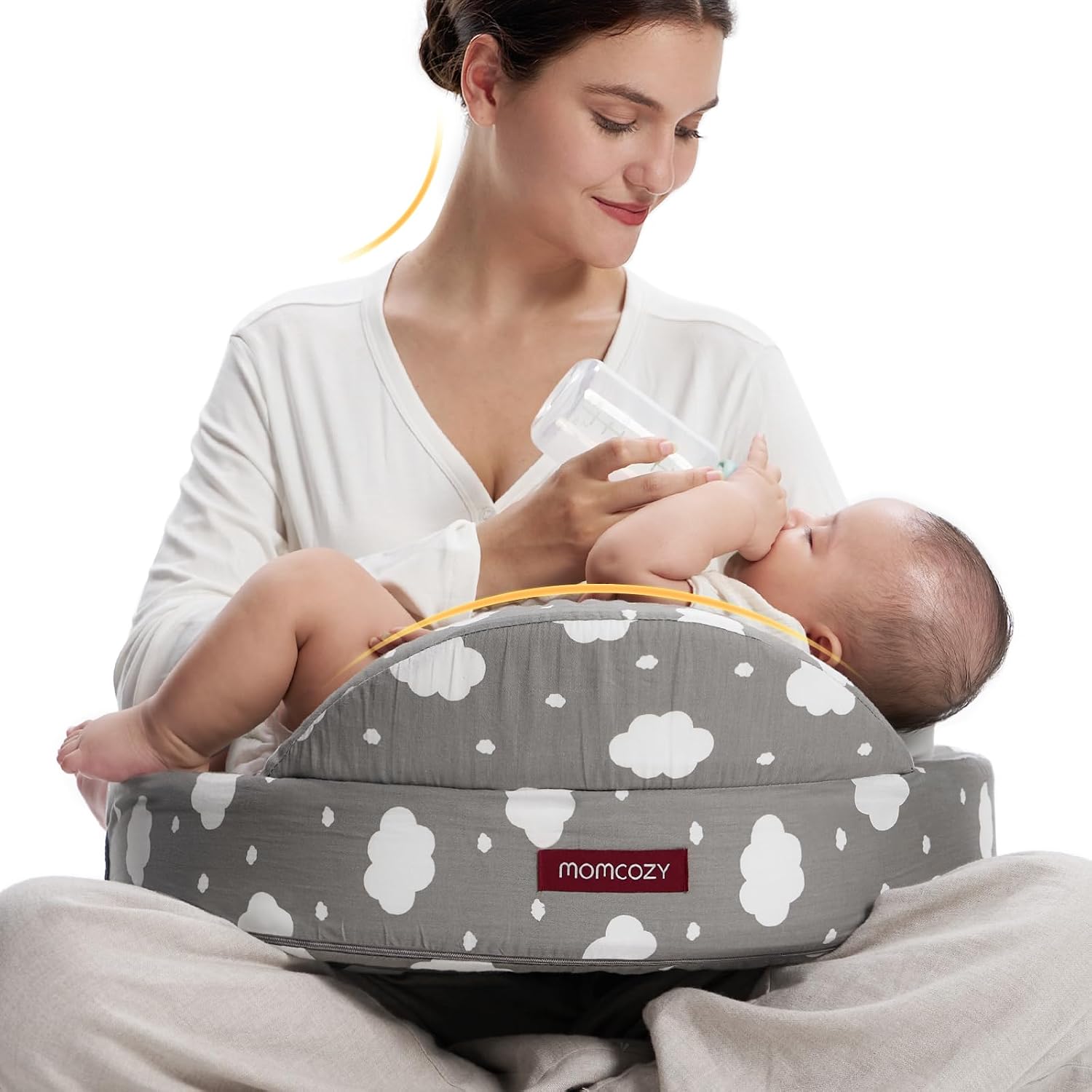 Detalle de Momcozy Stillkissen mit Sicherheitsstütze – Memory-Schaum, breite Stütze und verstellbarer Bezug