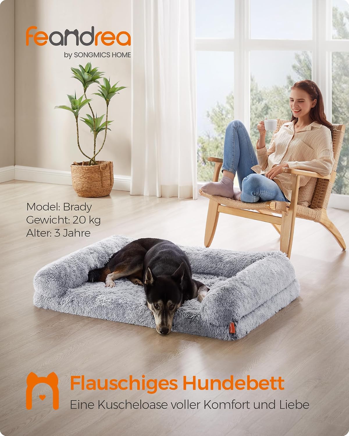Thumbnail 1 de Feandrea FluffyHug Hundebett XL – Noppenschaumstoff, abnehmbarer Bezug, 106 × 76 × 16 cm