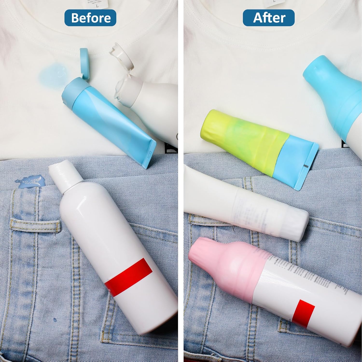 Detalle 2 de FOROUME 15-Pack Silicone Bottle Covers for Travel Toiletries (Leak-Proof Travel Essentials)