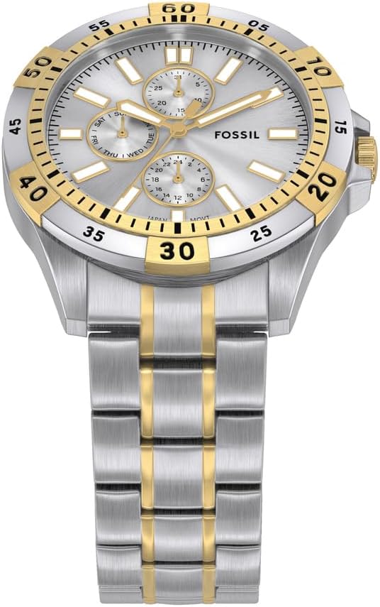 Detalle de FOSSIL Garrett Herrenuhr – Quarz Multifunktion, Edelstahlarmband, 44 mm Gehäuse
