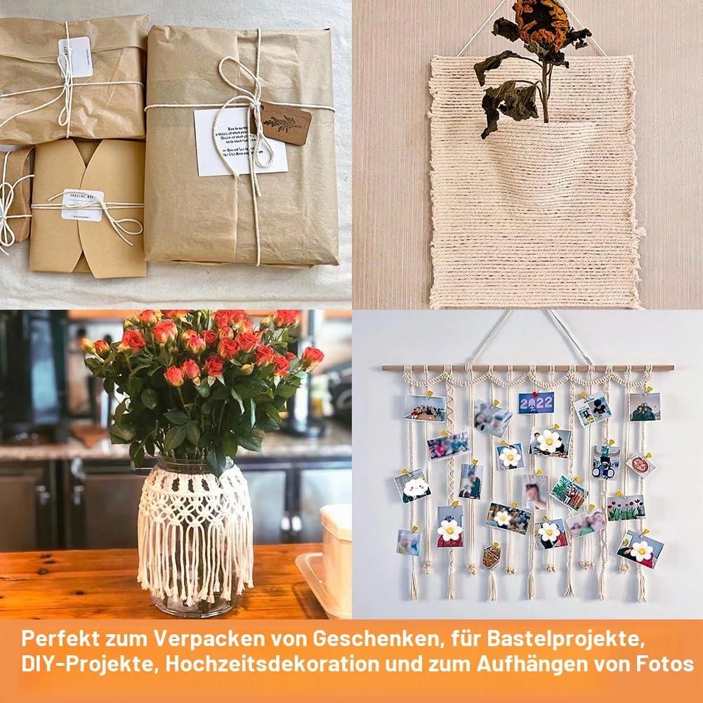 Detalle 2 de Vivifying Bäcker Bindfäden – 2 Stück x 200 m, 3-lagig, Baumwoll-Garn ca. 1 mm dick