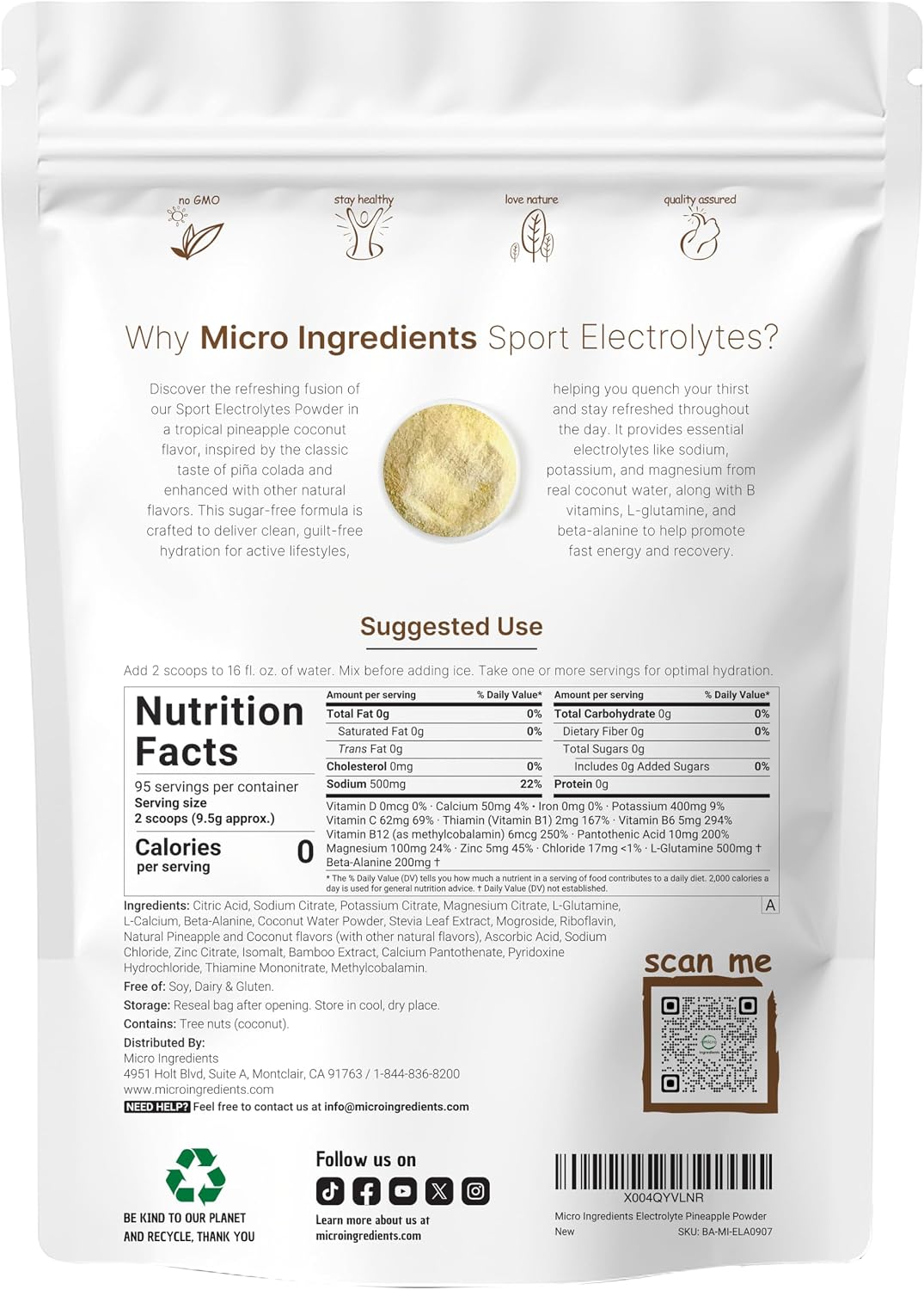 Detalle 2 de Micro Ingredients Electrolyte Powder, 2 lb