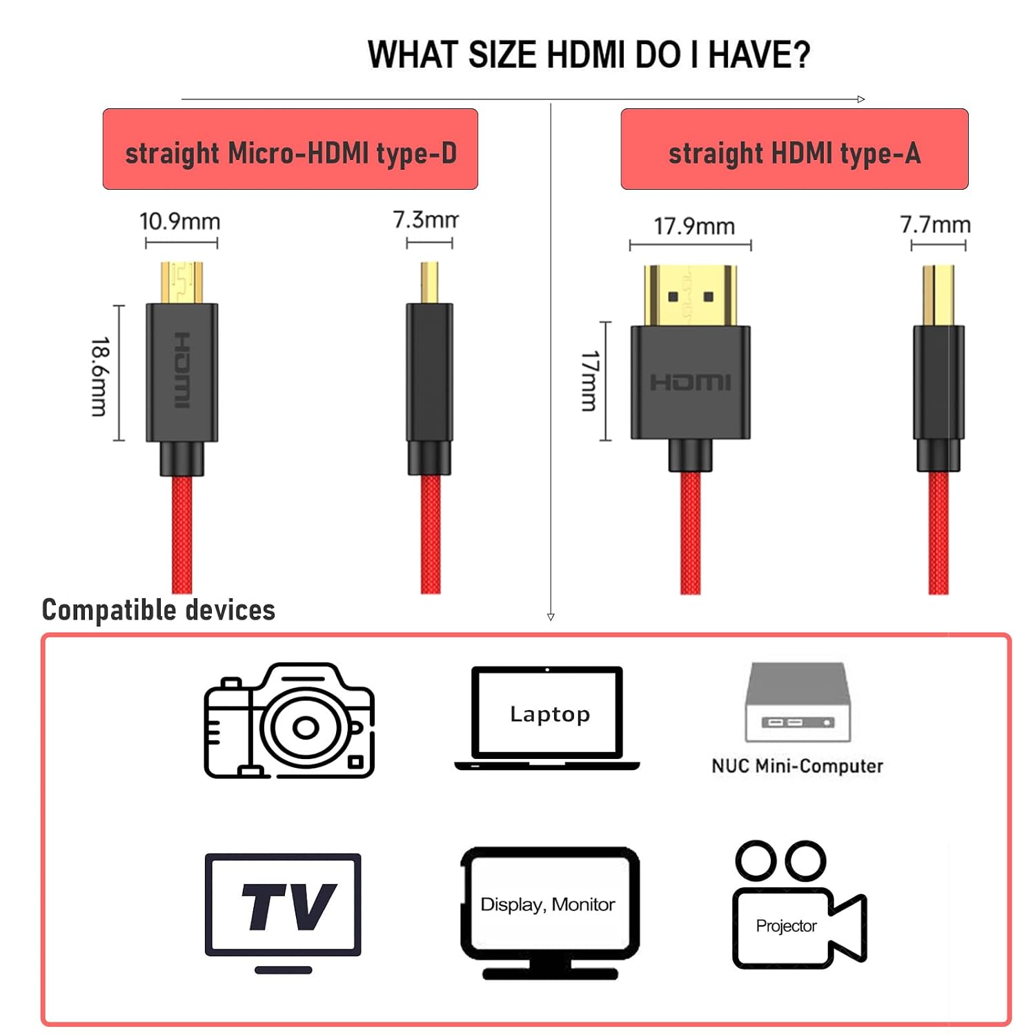 Thumbnail 5 de HangTon Micro HDMI to HDMI 4K/8K 60p Cable for Select DSLRs and Monitors (30cm Coiled, HDMI 2.1)
