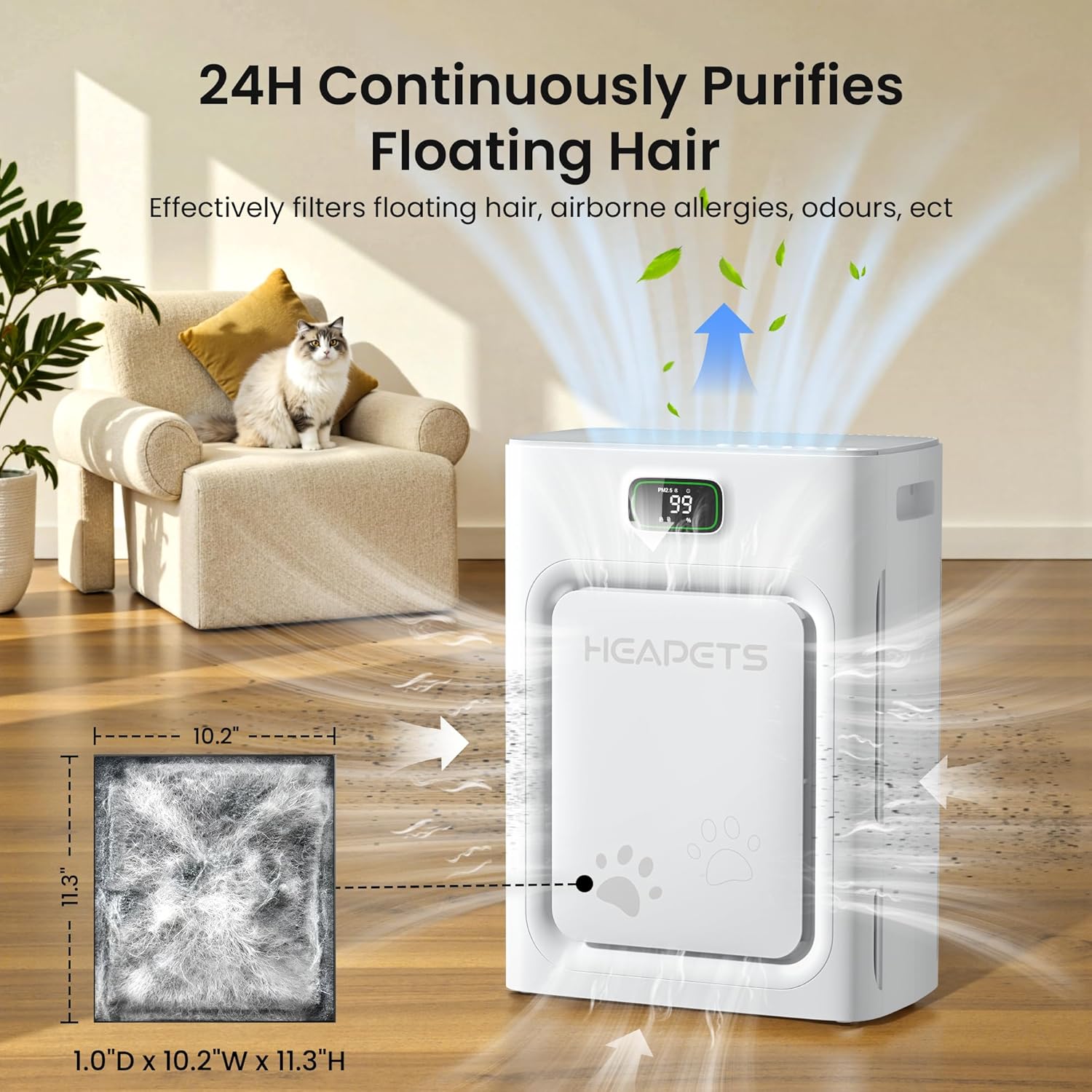 Thumbnail 3 de Pet Air Purifier 2500 sq ft PM2.5 Monitor 🏠