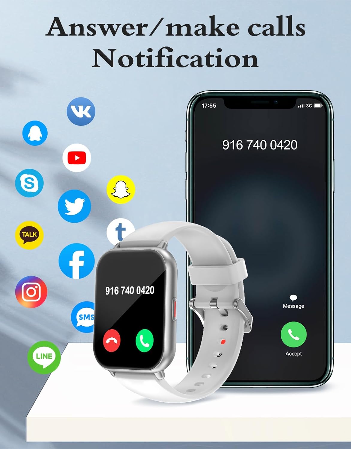 Detalle 2 de RUIMEN Smart Watch with 1.85-Inch HD Screen and Bluetooth Calling