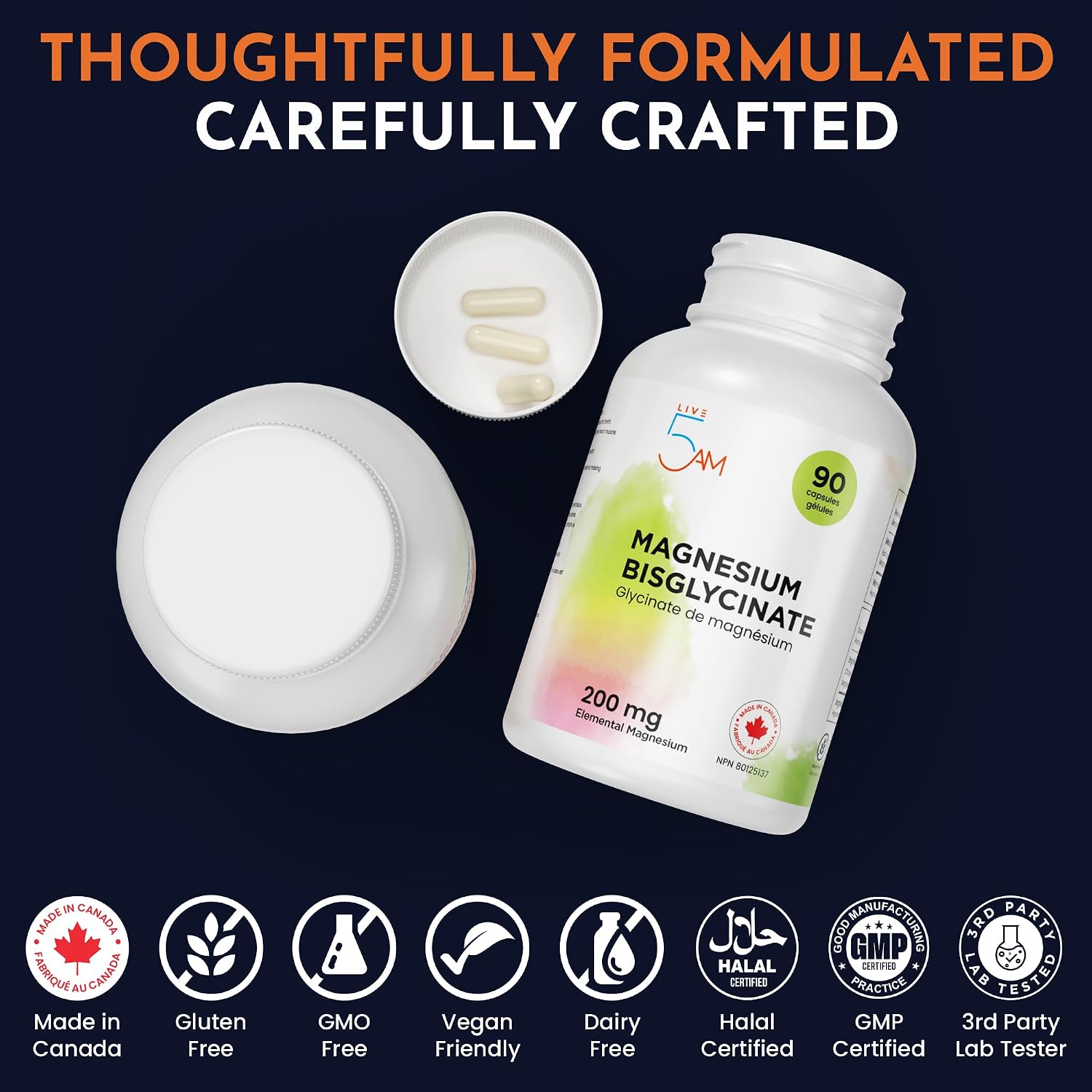 Detalle 2 de Live 5AM MBG-200|90 Magnesium Bisglycinate, 200 mg, 90 Capsules
