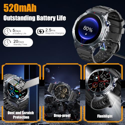 Thumbnail 6 de Jugeman Militär Smartwatch Herren GPS – AMOLED 1,43'', 160+ Sportmodi, 5ATM, Bluetooth Anrufe