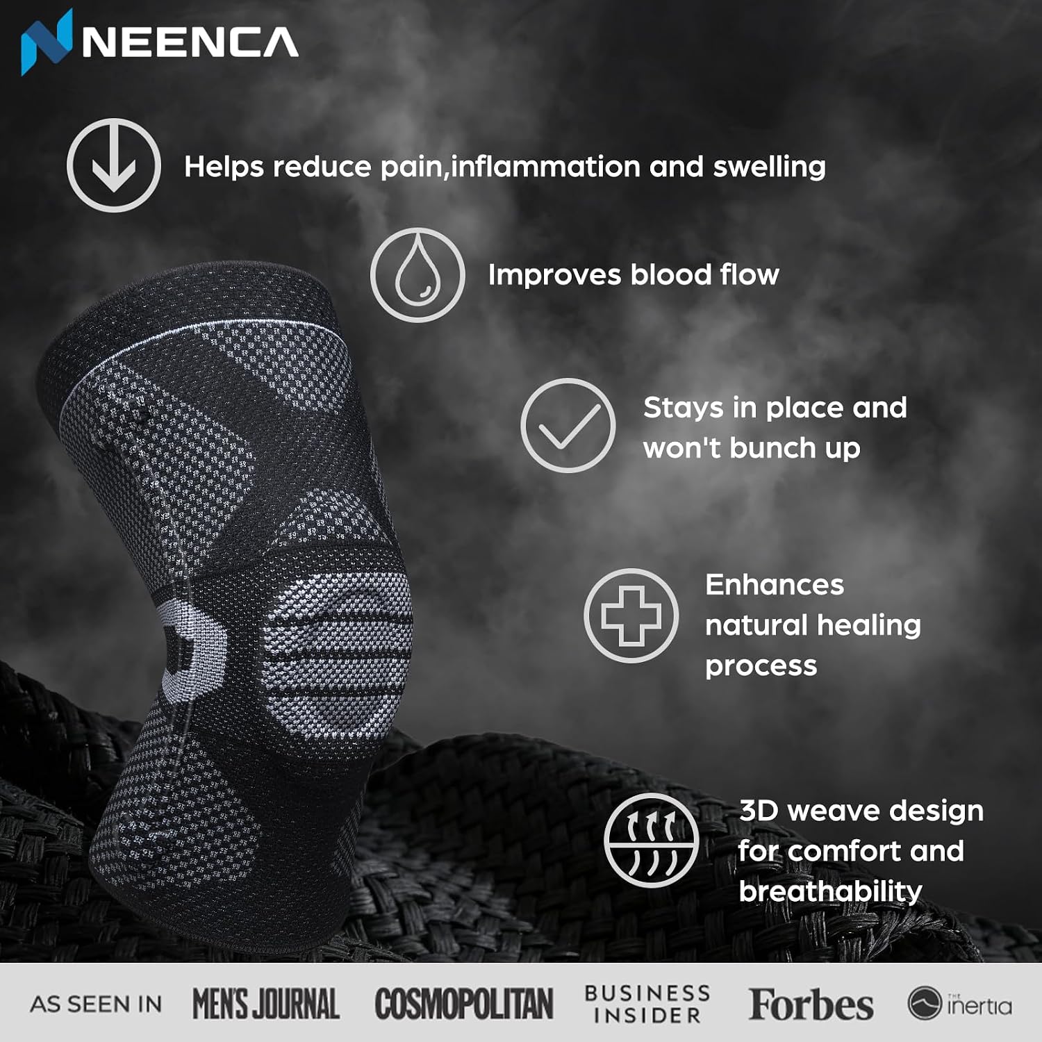 Detalle 2 de NEENCA Professional Knee Support Sleeve with Patella Gel Pad & Side Spring Stabilizers