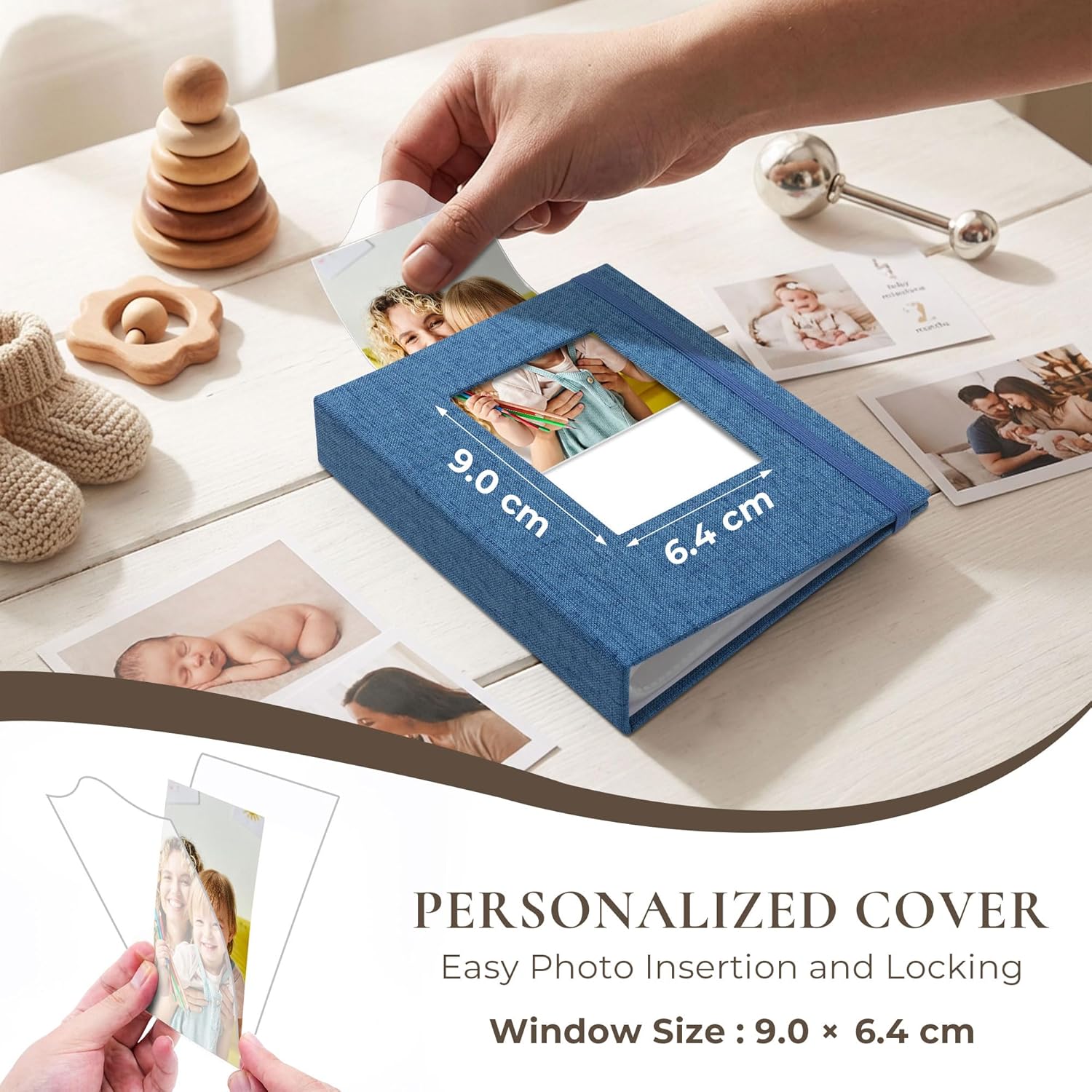 Thumbnail 2 de Vienrose Fotoalben Klein 10x15 Fotos 2er Pack mit Frontfenster – Leinen Cover