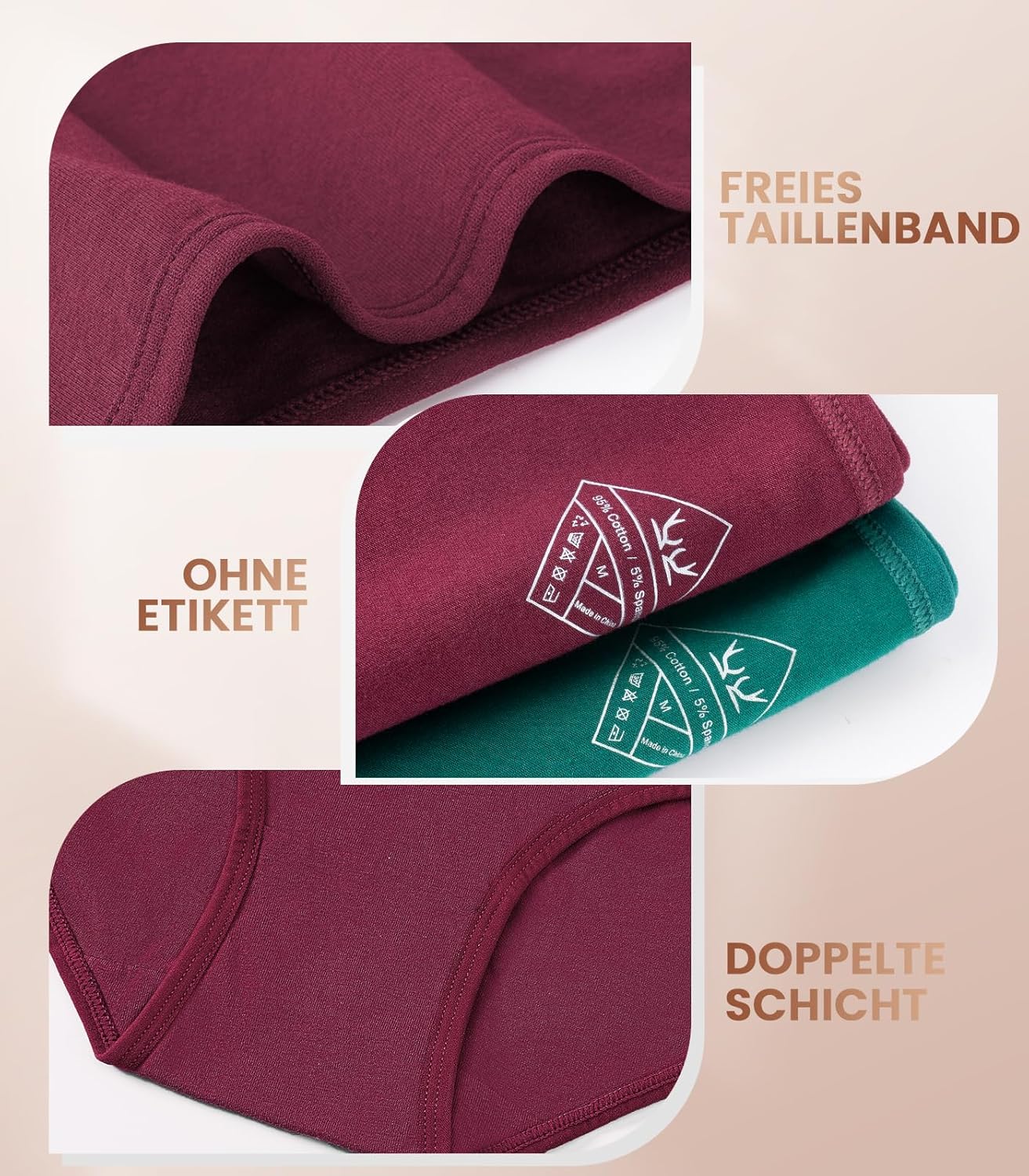 Detalle de PULIOU Culotte Femme Coton – Lot de 5/6, Slip coton bas confortables (XS-XXL)