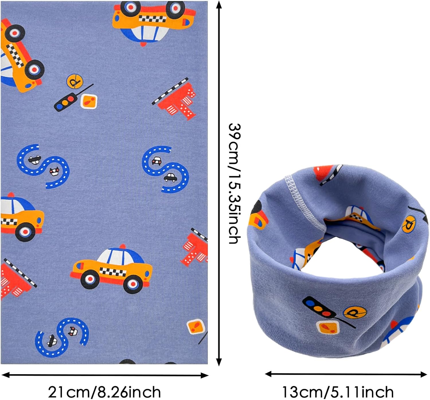 Detalle de ZYUPHY Loop Schal Kinder – Schlauchschal aus Bio-Baumwolle (95%) mit Cartoon-Design, 4er-Set