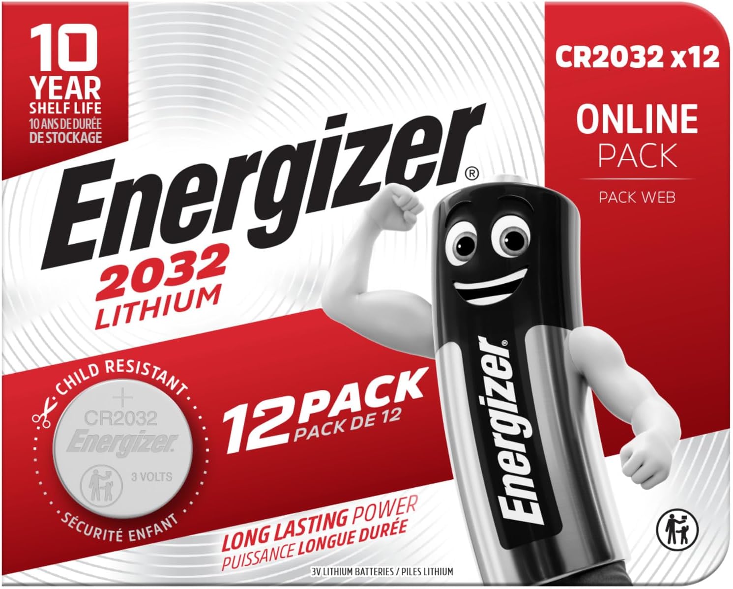 Detalle de Energizer CR2032 Knopfzellen 3V (12er-Pack) – langlebig für AirTag, Autoschlüssel & Co.