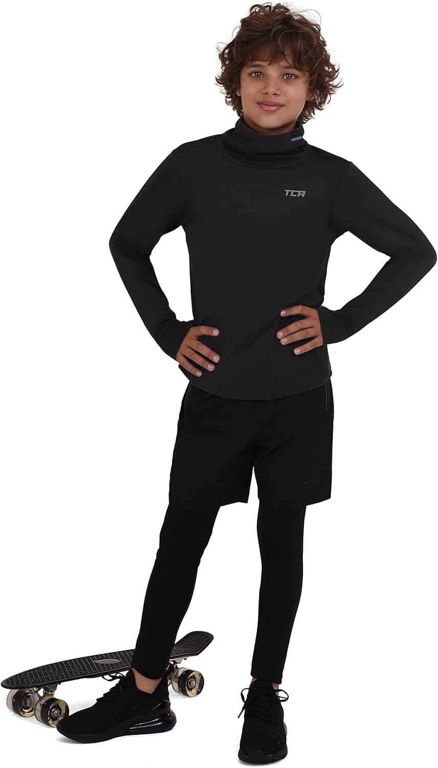 Detalle de TCA Warm-Up Bambino - Maglia da Corsa Termico a Collo Alto, Maniche Lunghe