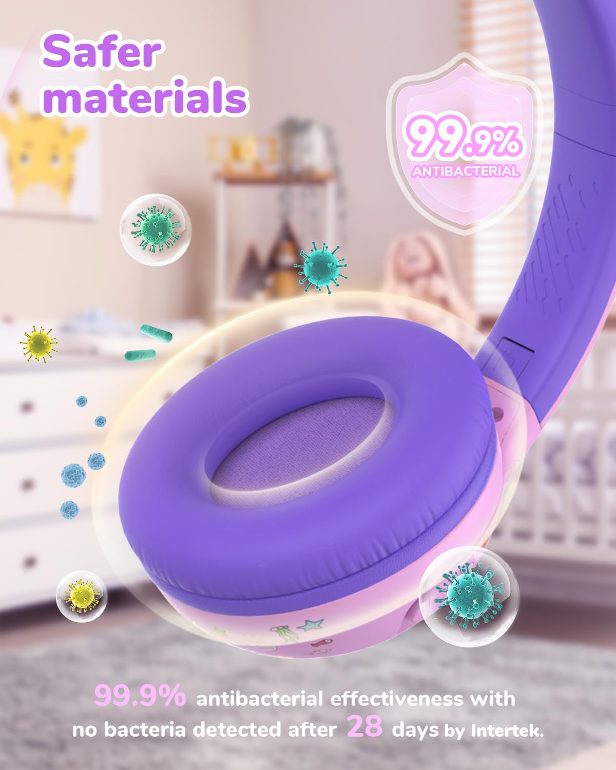 Detalle de iClever BTH27 Kids Bluetooth Headphones 75/80dBA